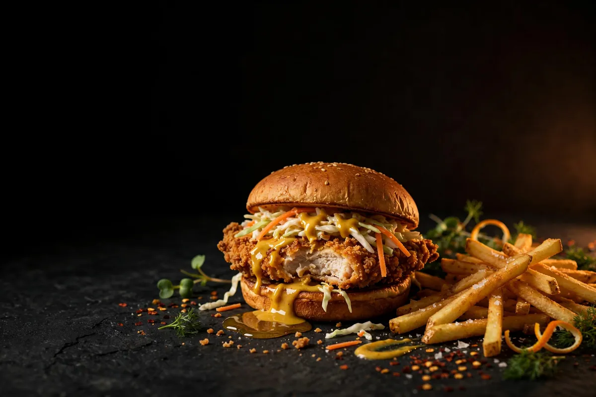 A crispy chicken burger