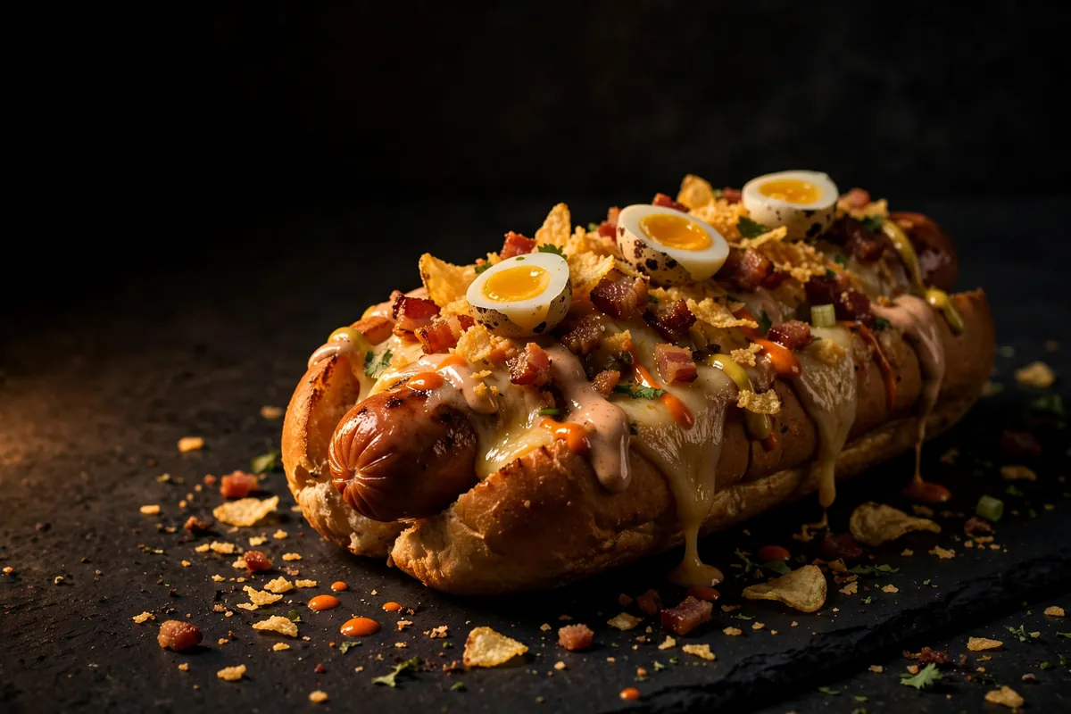 A loaded hot dog