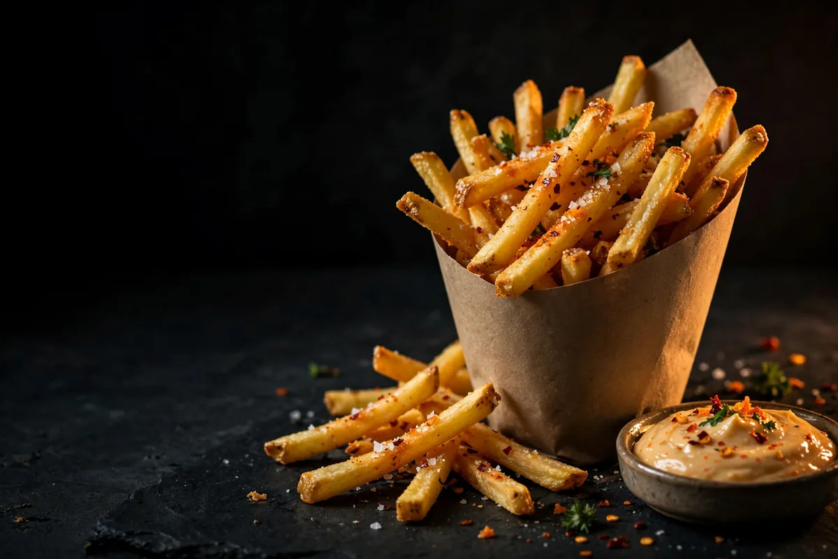 A cone of French fries